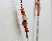 Load image into Gallery viewer, Locket Necklace with Solid Perfume, Diamond Pattern, Unique Chain with Carnelian