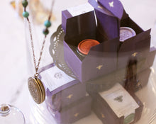 Load image into Gallery viewer, Locket Necklace with Solid Perfume, Diamond Pattern, Unique Chain with Turquoise