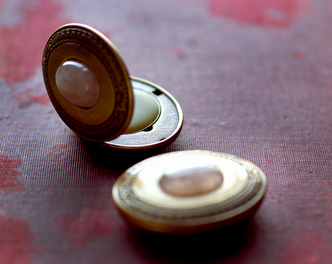 Solid Natural Perfume Mini Compact with Rose Quartz